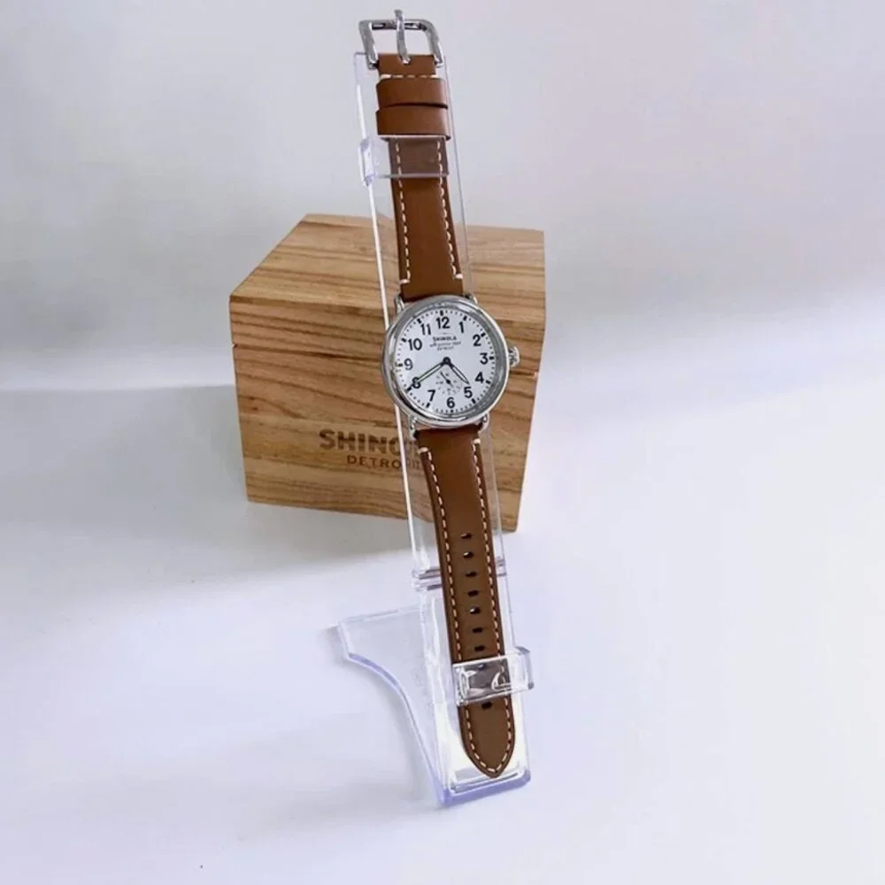 Classic Shinola Runwell White Dial With Brown Leather Men Women New Watch 41mm